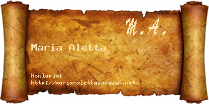 Maria Aletta névjegykártya